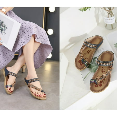 Fjofpr Slippers for Women Bohemian Flat Flower Rhinestone Sandals Outer Beach Sandals Hot
Fjofpr Slippers for Women Bohemian Flat Flower Rhinestone Sandals Outer Beach Sandals Hot