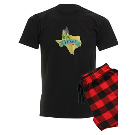 CafePress - Texas State Outline Bluebonnet Flower Pajamas - Men s Dark Pajamas