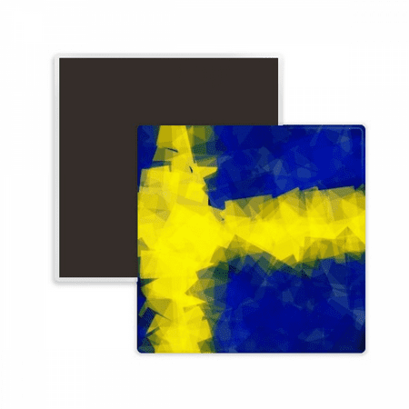 Swedish Flag Pattern Square Ceracs Fridge Magnet Keepsake Memento