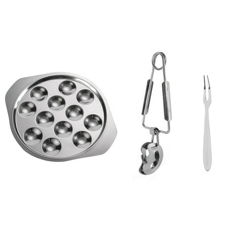 1 Set of Snail Plate Serving Plate Stainless Steel Escargot Dish Kitchen Plate