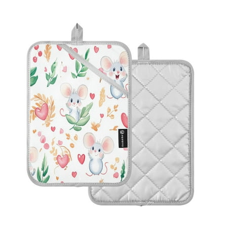 2 Pcs Pot Holders Sets Oven Mitts Square Potholders Oven Hot Pads Heat Resistant for Kitchen Cooking Baking 7 x9.8 Cute Cartoon Mouse Pattern
2 Pcs Pot Holders Sets Oven Mitts Square Potholders Oven Hot Pads Heat Resistant for Kitchen Cooking Baking 7 x9.8 Cute Cartoon Mouse Pattern