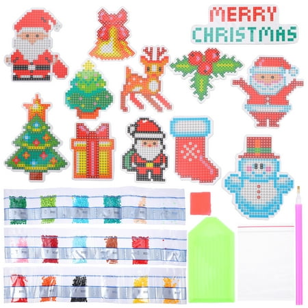 11pcs Diamond Drawing Christmas Refrigerator Magnetic Sticker Cartoon Magnetic Decor