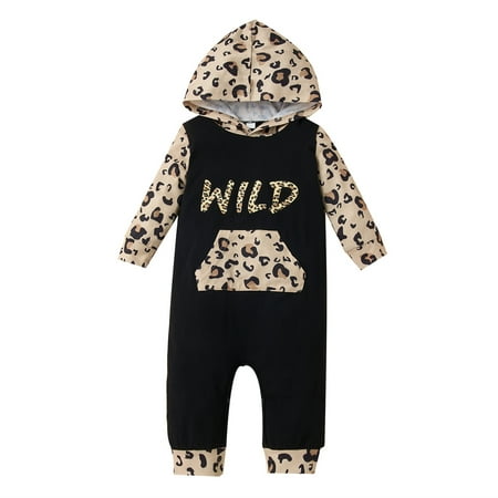 Cotton 9-12M Newborn Baby Unisex Clothes Black Hooded Long Sleeve Panel Leopard Print Whit Pocket Romper Fall Winter Bodysuit Infant Outfit
Cotton 9-12M Newborn Baby Unisex Clothes Black Hooded Long Sleeve Panel Leopard Print Whit Pocket Romper Fall Winter Bodysuit Infant Outfit