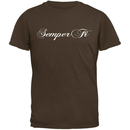 Semper Fi Script Brown Adult T-Shirt