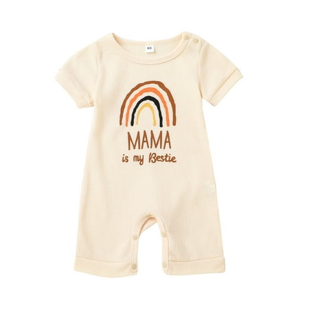 MERSARIPHY Baby Romper Letter Rainbow Print Crew Neck Short Sleeves Breathable with Bottom Snaps Jumpsuit
MERSARIPHY Baby Romper Letter Rainbow Print Crew Neck Short Sleeves Breathable with Bottom Snaps Jumpsuit