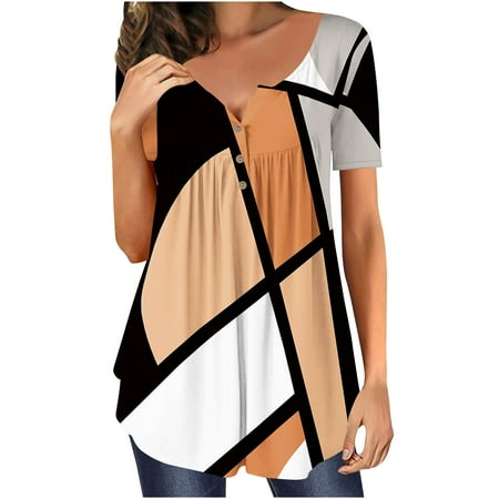 Womens Blouses And Tops Dressy Women s Fashion Solid Color Casual V-Neck Short Sleeve Loose T-shirt Tops Maternity Blouses Khaki L
Womens Blouses And Tops Dressy Women s Fashion Solid Color Casual V-Neck Short Sleeve Loose T-shirt Tops Maternity Blouses Khaki L