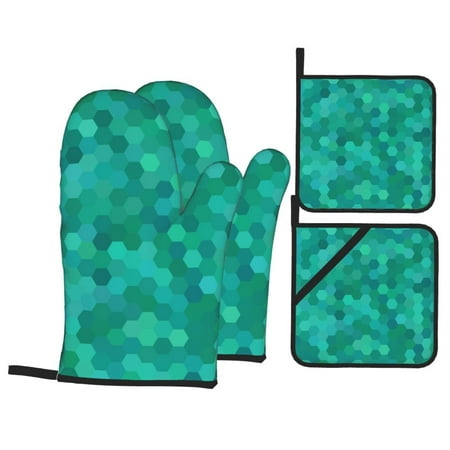 Oven Mitts and Pot Holders Set Baking 4-Piece Set for Kitchen for Outdoor BBQ Mitts Heat Resistant Cooking Green Pixel Honeycomb Pattern
Oven Mitts and Pot Holders Set Baking 4-Piece Set for Kitchen for Outdoor BBQ Mitts Heat Resistant Cooking Green Pixel Honeycomb Pattern