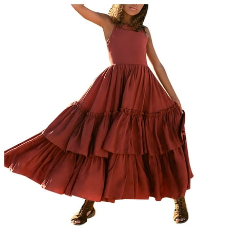 HTGFGMGW Summer Dresses for Girls Kids Toddler Baby Girls Spring Summer Print Solid Ruffle Sleeveless Princess Dress Dresses for Girls Red
HTGFGMGW Summer Dresses for Girls Kids Toddler Baby Girls Spring Summer Print Solid Ruffle Sleeveless Princess Dress Dresses for Girls Red
