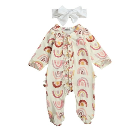Newborn Baby Romper Headband Sweet Long Sleeve Rainbow Print Jumpsuit Outfit One-piece
Newborn Baby Romper Headband Sweet Long Sleeve Rainbow Print Jumpsuit Outfit One-piece