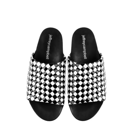 Jeffrey Campbell PRESADA Slip On Mule Black White Patent Open Toe Slide (7)
