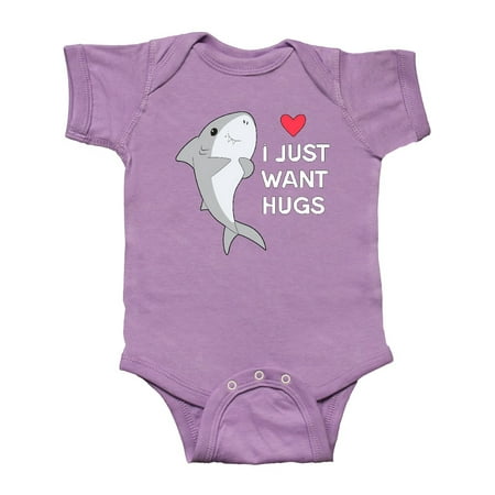 Inktastic I Just Want Hugs cute shark Gift Baby Boy or Baby Girl Bodysuit