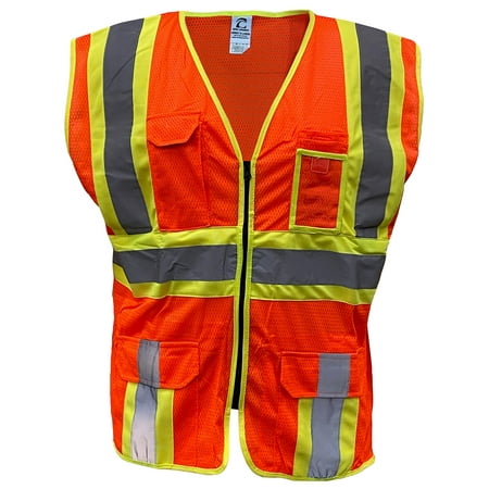 Epic Adult Deluxe Reflective Zip Front Safety Vest 11-Pockets