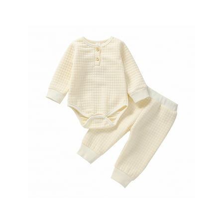 Fall Winter Baby Boy Girl Rompers Pants Set Solid Color Plaid Long Sleeve Crew Neck Jumpsuit and Casual Pants Warm Outfit
Fall Winter Baby Boy Girl Rompers Pants Set Solid Color Plaid Long Sleeve Crew Neck Jumpsuit and Casual Pants Warm Outfit