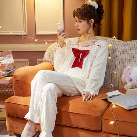 PIKADINGNIS New Arrivals Women Home Wear Clothes Autumn Winter Purple Bow Long Sleeve Women Pajamas Set Full Cotton Sleepwear Suit Outwear
PIKADINGNIS New Arrivals Women Home Wear Clothes Autumn Winter Purple Bow Long Sleeve Women Pajamas Set Full Cotton Sleepwear Suit Outwear