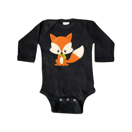 Inktastic Cute Fox Wearing A Scarf Orange Fox Little Fox Gift Baby Boy or Baby Girl Long Sleeve Bodysuit