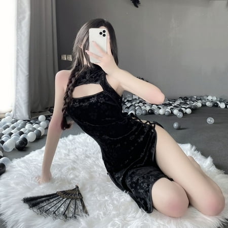 〖TOTO〗Intimates For Women Lingerie For Women Translucent Vintage Velvet Slim Nightdress With Side Straps
〖TOTO〗Intimates For Women Lingerie For Women Translucent Vintage Velvet Slim Nightdress With Side Straps