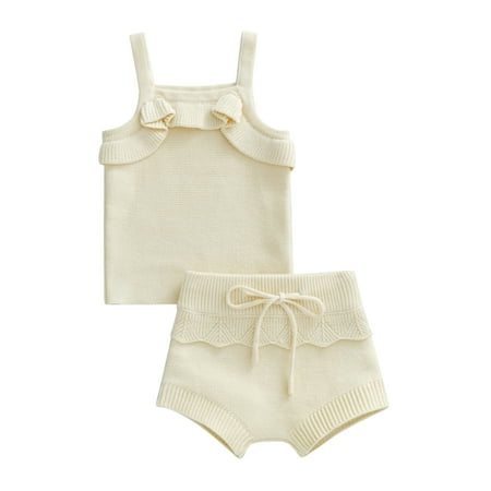 Thaisu Baby Girls Knitted Solid Outfit Sleeveless Camisole with Elastic Waist Shorts 0-18Months
Thaisu Baby Girls Knitted Solid Outfit Sleeveless Camisole with Elastic Waist Shorts 0-18Months