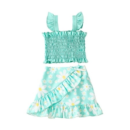 Canrulo 3 Colors Summer Little Kids Girls Holiday Clothes 2pcs Ruffles Sleeveless Solid Vest+Sunflowers Printed Skirts Sets Green 2-3 Years
Canrulo 3 Colors Summer Little Kids Girls Holiday Clothes 2pcs Ruffles Sleeveless Solid Vest+Sunflowers Printed Skirts Sets Green 2-3 Years