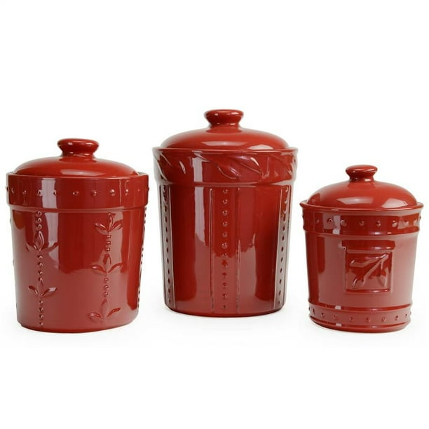 Sorrento 3 Piece Canisters - Ruby