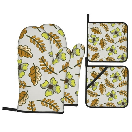 Oven Mitts and Pot Holders Set Baking 4-Piece Set for Kitchen for Outdoor BBQ Mitts Heat Resistant Cooking Creative Cartoon Leaves Pattern
Oven Mitts and Pot Holders Set Baking 4-Piece Set for Kitchen for Outdoor BBQ Mitts Heat Resistant Cooking Creative Cartoon Leaves Pattern