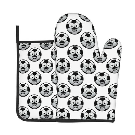 Junzan Happy Soccer Pattern Oven Mitts and Pot Holders 2 pcs Set Potholders BBQ Gloves Long Kitchen Oven Glove for Cooking Baking Grilling (2-Piece Set 11 Inch)
Junzan Happy Soccer Pattern Oven Mitts and Pot Holders 2 pcs Set Potholders BBQ Gloves Long Kitchen Oven Glove for Cooking Baking Grilling (2-Piece Set 11 Inch)