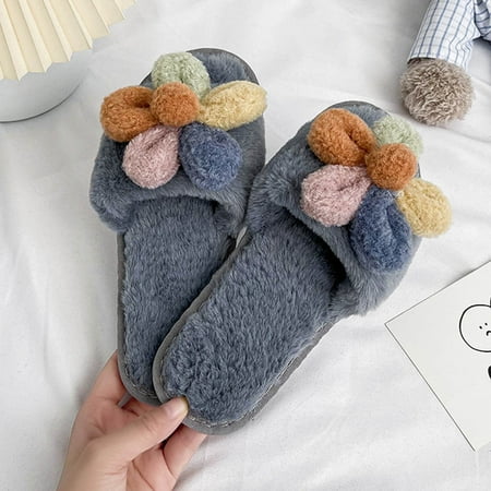 FITORON Womens Fuzzy Slippers- Fuzzy Slippers Plush Sandals Cozy Fur Slides Soft Warm House Shoes Flower Gray 39
FITORON Womens Fuzzy Slippers- Fuzzy Slippers Plush Sandals Cozy Fur Slides Soft Warm House Shoes Flower Gray 39