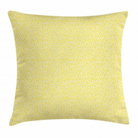 Yellow and White Throw Pillow Cushion Cover, Abstract Hand Drawn Childish Brush Effects Watercolor Artsy, Decorative Square Accent Pillow Case, 18 X 18 Inches, Yellow White Mint Green, by Ambesonne