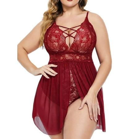 LilyLLL Plus Size Womens Plus Size Lace Bustier Flowy Nightdress Bodysuit Underwear Sleepwear
LilyLLL Plus Size Womens Plus Size Lace Bustier Flowy Nightdress Bodysuit Underwear Sleepwear