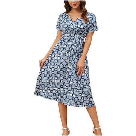 Formal Dresses for Women Sexy Dresses for Women Fashion Women Summer Floral Print V-Neck Short Sleeve Leisure Dress Sundresses for Women Summer Dresses for Women on Clearance Blue 2XL
Formal Dresses for Women Sexy Dresses for Women Fashion Women Summer Floral Print V-Neck Short Sleeve Leisure Dress Sundresses for Women Summer Dresses for Women on Clearance Blue 2XL