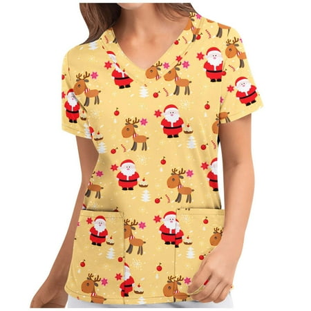 Pianpianzi Scrub Small T Long Sleeve Polyester Shirt Women Fashion Merry Christmas Print Short Sleeve V-neck Tops Working Uniform Blouse Shirt
Pianpianzi Scrub Small T Long Sleeve Polyester Shirt Women Fashion Merry Christmas Print Short Sleeve V-neck Tops Working Uniform Blouse Shirt