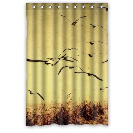 ARTJIA Retro Style Sea Gull Flying Shower Curtain Waterproof Polyester Fabric Bathroom Curtain 48x72 inch