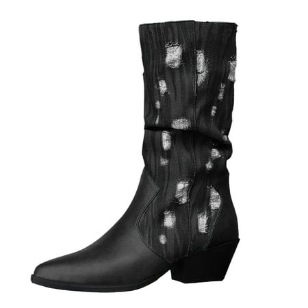 Women S Mid-Calf Boots Slouch Ladies Colorblocking Casual Pointed Toe Fabric Patchwork Heel Big Size Western Vintage Mid Calf Boots Leather Boots Long Boots
Women S Mid-Calf Boots Slouch Ladies Colorblocking Casual Pointed Toe Fabric Patchwork Heel Big Size Western Vintage Mid Calf Boots Leather Boots Long Boots