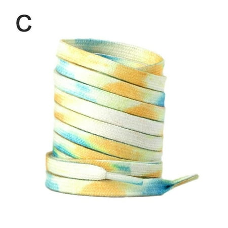 Tie dye Shoelaces Colorful Coloured Flat Round Bootlace Shoelaces Sneaker M1Y1