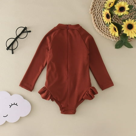 Gubotare Summer Toddler Girls Long Sleeve Solid Color Ruffles 1 Piece Swimwear Beach Onesie Swimsuit Bikini Piece Bathing Suit Brown 3-4 Years
Gubotare Summer Toddler Girls Long Sleeve Solid Color Ruffles 1 Piece Swimwear Beach Onesie Swimsuit Bikini Piece Bathing Suit Brown 3-4 Years