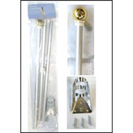 Aluminum Silver Flag Pole BALL 6ft Wall Mount Flagpole Set 6 Foot