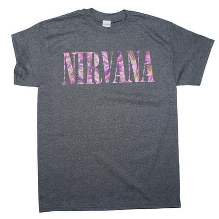 Live Nation Merchandise LNM-NV1559-S Nirvana Floral Logo T-Shirt, Heather Gray - Small
