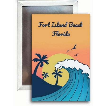 Fort Island Beach Florida Souvenir 2x3 Fridge Magnet Wave Design