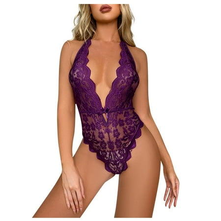 QWERTYU Purple Lingerie for Women Lace Eyelash Sexy Bodysuit One Piece Deep V Neck Teddy M
QWERTYU Purple Lingerie for Women Lace Eyelash Sexy Bodysuit One Piece Deep V Neck Teddy M