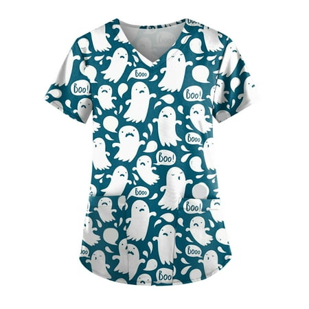 Sksloeg Sksloeg Scrub Tops Women Plus Size Halloween Cat Pumpkin Print Top Short Sleeve V-Neck Shirts Tee Tops with Pockets Nursing Working Uniform Blue S
Sksloeg Sksloeg Scrub Tops Women Plus Size Halloween Cat Pumpkin Print Top Short Sleeve V-Neck Shirts Tee Tops with Pockets Nursing Working Uniform Blue S