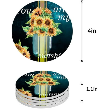ZHANZZK Sunflowers You Are My Sunshine Set of 6 Round Coaster for Drinks Absorbent Ceramic Stone Coasters Cup Mat with Cork Base for Home Kitchen Room Coffee Table Bar Decor
ZHANZZK Sunflowers You Are My Sunshine Set of 6 Round Coaster for Drinks Absorbent Ceramic Stone Coasters Cup Mat with Cork Base for Home Kitchen Room Coffee Table Bar Decor