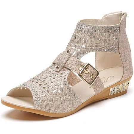 Rhinestone Cutout Wedge Sandals Women s Fashion Vintage Crystal Outdoor Hollow Out Zipper Sandals Shoes Roman Style Summer Beach Shoes Open Toe Elegant Glitter Casual Shoes Non-Slip
Rhinestone Cutout Wedge Sandals Women s Fashion Vintage Crystal Outdoor Hollow Out Zipper Sandals Shoes Roman Style Summer Beach Shoes Open Toe Elegant Glitter Casual Shoes Non-Slip