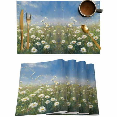 Summer Daisy Flower Grass Placemats Set of 4 Wipeable Washable Table Mats for Dining Tables Blue Sky Oil Painting Style Place Mats for Kitchen Event Party Tabletop Decor
Summer Daisy Flower Grass Placemats Set of 4 Wipeable Washable Table Mats for Dining Tables Blue Sky Oil Painting Style Place Mats for Kitchen Event Party Tabletop Decor