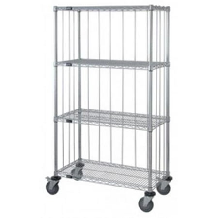 4 Shelf Rods & Tabs Enclosed Chrome Wire Shelving Cart - 63 in.