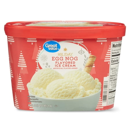 Great Value Ice Cream, Holiday Egg Nog Flavored, 48 fl oz