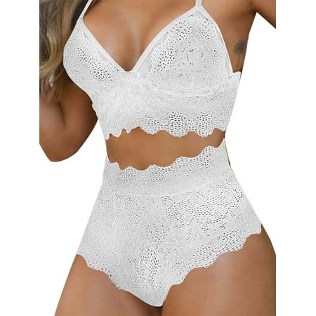 Simooset Women s Lace Drawstring Sexy Bralette Lingerie Set