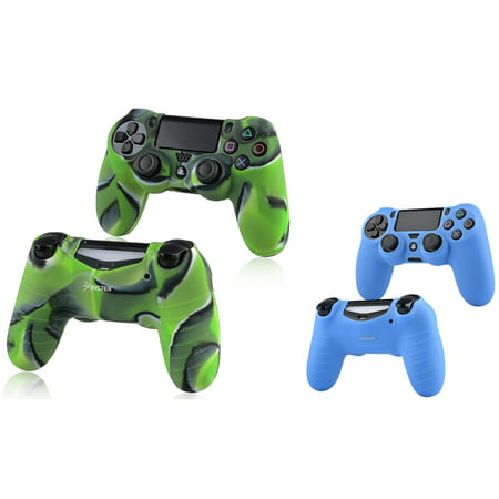 Insten Blue Skin Case Cover + Camouflage Navy Green Skin Case Cover for Sony PlayStation 4 PS4