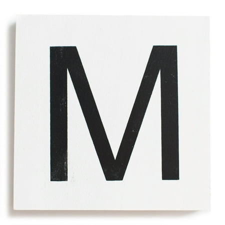 Stiles Crossword Letter Tiles Wooden Wall Decor 3.5 Inch White Letter M