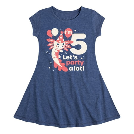 Instant Message - Lets Party Alotl 5 - Toddler And Youth Girls Fit And Flare Dress