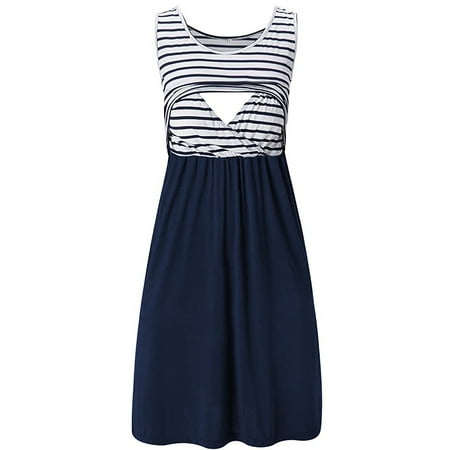 DYMADE Womens Stitching Striped Casual Sleeveless Round Neck Breastfeeding Nursing Maternity Dresseses
DYMADE Womens Stitching Striped Casual Sleeveless Round Neck Breastfeeding Nursing Maternity Dresseses