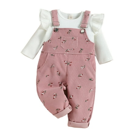 PBaeM Baby Toddler Girls 6M-4T Long Sleeve Ruffle Top Floral Print Corduroy Strap Pants 2Pcs Outfit Sets
PBaeM Baby Toddler Girls 6M-4T Long Sleeve Ruffle Top Floral Print Corduroy Strap Pants 2Pcs Outfit Sets